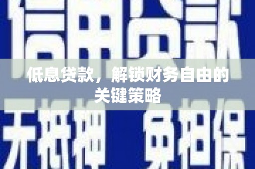 田家庵低息贷款，解锁财务自由的关键策略
