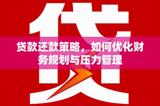 田家庵贷款还款策略，如何优化财务规划与压力管理