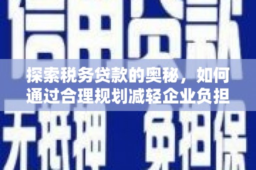 田家庵探索税务贷款的奥秘，如何通过合理规划减轻企业负担