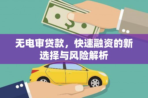 田家庵无电审贷款，快速融资的新选择与风险解析