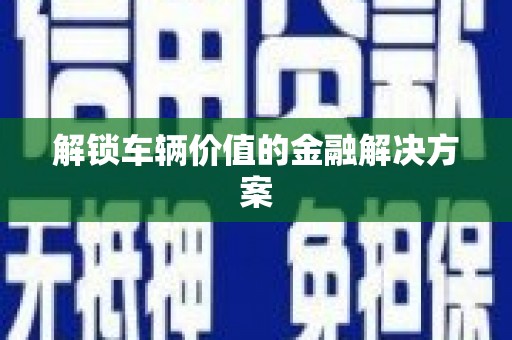田家庵解锁车辆价值的金融解决方案